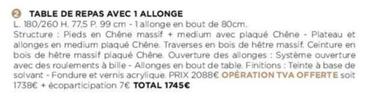 Table De Repas Avec 1 Allonge offre à 174€ sur Hémisphère Sud