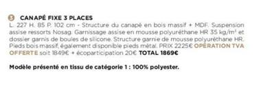 Canapé Fixe offre à 1869€ sur Hémisphère Sud