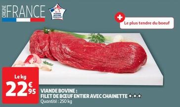 viande bovine: filet de bœuf entier avec chainette