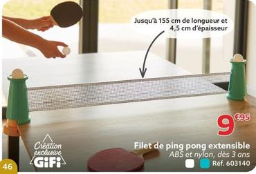 Filet De Ping Pong Extensible offre à 9,95€ sur Gifi