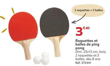 Raquettes Et Balles De Ping Pong offre à 3,4€ sur Gifi