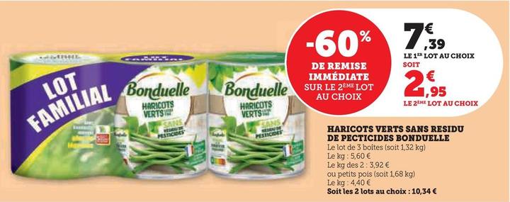 Bonduelle - Haricots Verts Sans Residu De Pecticides offre à 7,39€ sur Hyper U