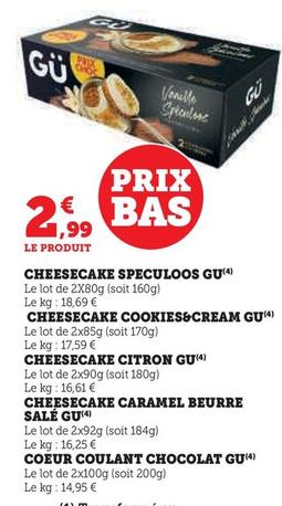 Gü - Cheesecake Speculoos offre à 2,99€ sur Super U