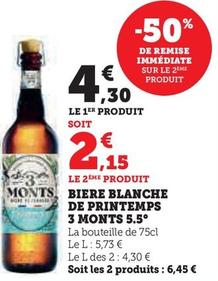 3 Monts - Biere Blanche De Printemps  offre à 4,3€ sur Super U