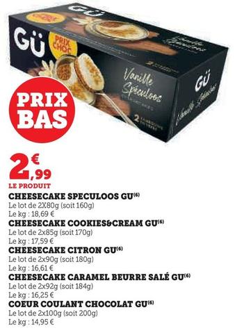Gu - Cheesecake Speculoos offre à 2,99€ sur Super U
