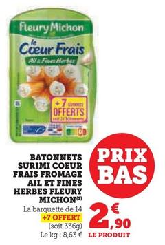 Fleury Michon - Batonnets Surimi Coeur Frais Fromage Ail Et Fines Herbes offre à 2,9€ sur U Express