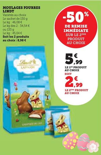 Lindt - Moulages Fourres offre à 5,99€ sur U Express