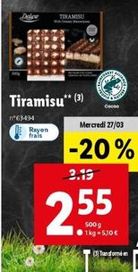 Deluxe - Tiramisu offre à 2,55€ sur Lidl