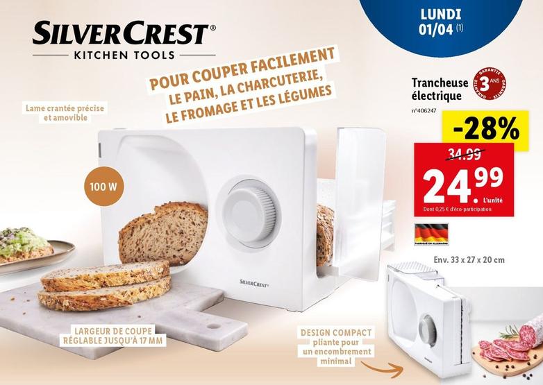 Silver Crest - Trancheuse Electrique  offre à 24,99€ sur Lidl