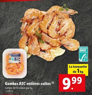ASC - Gambas Entieres Cuites  offre à 9,99€ sur Lidl