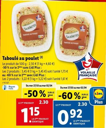 Taboulé Au Poulet offre à 2,3€ sur Lidl