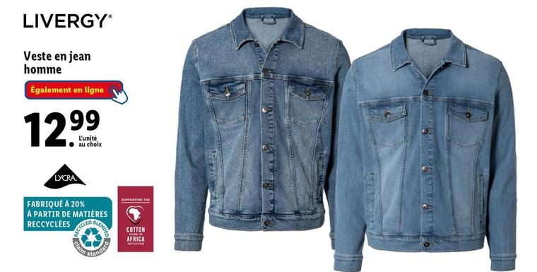 Livergy - Veste En Jeans Homme offre à 12,99€ sur Lidl