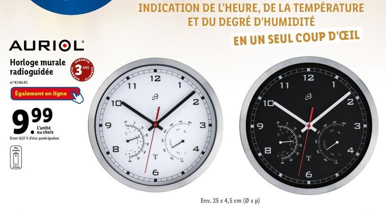 Auriol - Horloge Murale Radioguidée offre à 9,99€ sur Lidl