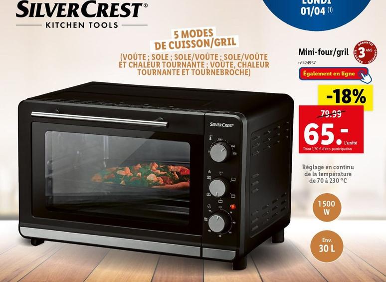 Silvercrest - Mini-Four/Gril offre à 65€ sur Lidl
