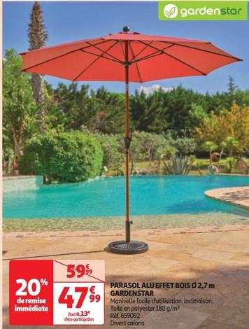 gardenstar - parasol alu effet bois 2,7 m