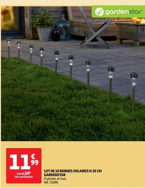 gardenstar - lot de 10 bornes solaires h.35cm