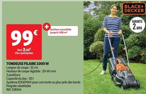 black & decker - tondeuse filaire 1000 w