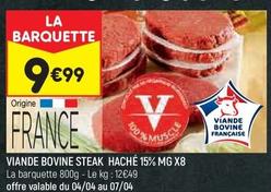 Viande Bovine Steak Haché 15% Mg X8