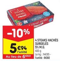 Leader Price - 4 Steaks Hachés Surgelés 5% M.G.