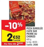 leader price - pizza surgelée cuite sur pierre au chorizo