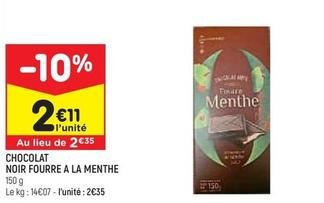 Leader Price - Chocolat Noir Fourre A La Menthe