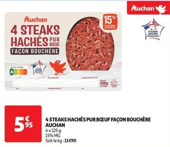 Auchan - 4 Steaks Haches Pur Boeuf Facon Bouchere 