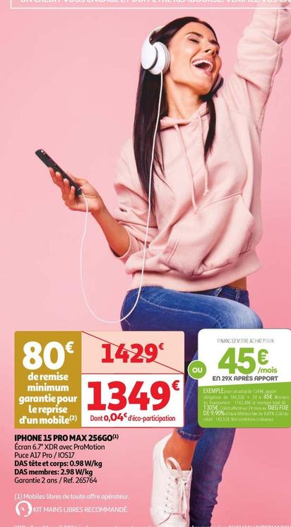 Apple - Iphone 15 Pro Max 256go offre à 1349€ sur Auchan Hypermarché