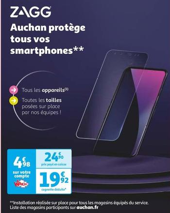 Zagg - Protège Tous Vos Smartphones offre à 19,92€ sur Auchan Hypermarché