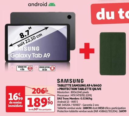 Samsung - Tablette A9 4/64go +Protection Tablette Qilive offre à 189,9€ sur Auchan Hypermarché