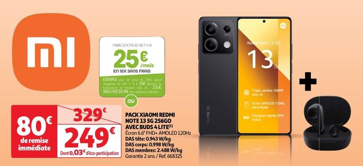 Xiaomi - Pack Redmi Note 13 5g 256go Avec Buds 4 Lite offre à 249€ sur Auchan Hypermarché
