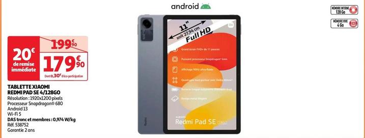 Xiaomi - Tablette Redmi Pad Se 4/128go