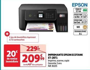Epson - Imprimante Ecotank Et-2871 offre à 209,99€ sur Auchan Hypermarché