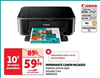 Canon - Imprimante Mg3650s offre à 59,99€ sur Auchan Hypermarché