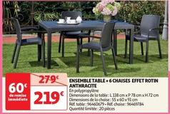 Ensemble Table + 6 Chaises Effet Rotin Anthracite offre à 219€ sur Auchan Hypermarché