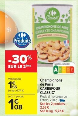 Champignons de Paris offre sur Carrefour Drive
