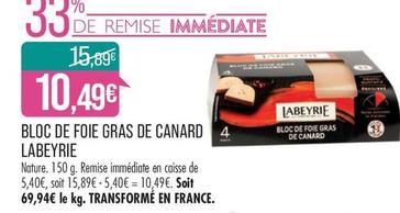 Labeyrie - Bloc De Foie Gras De Canard offre à 10,49€ sur Supermarché Match