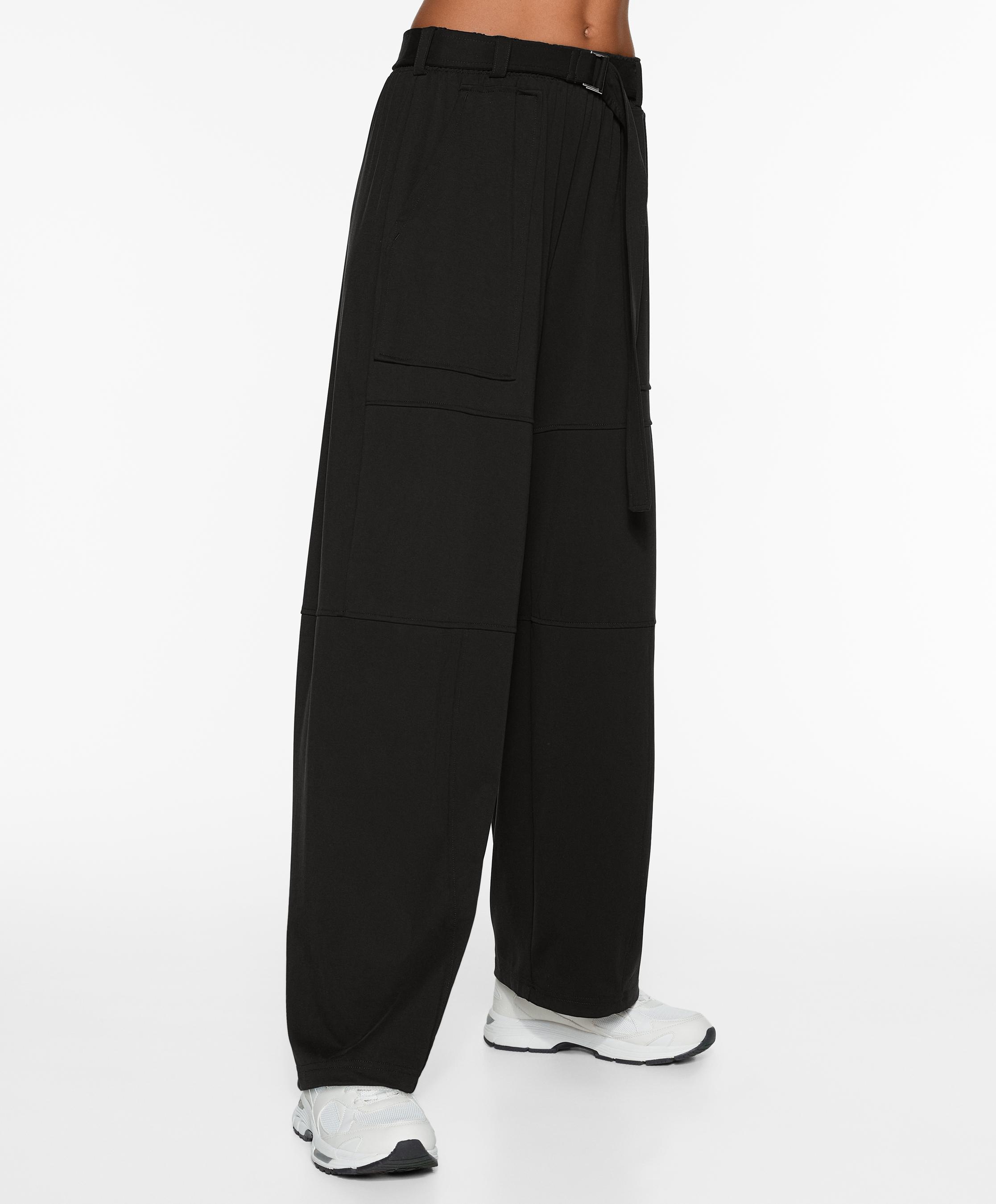 Pantalon droit wide leg avec ceinture