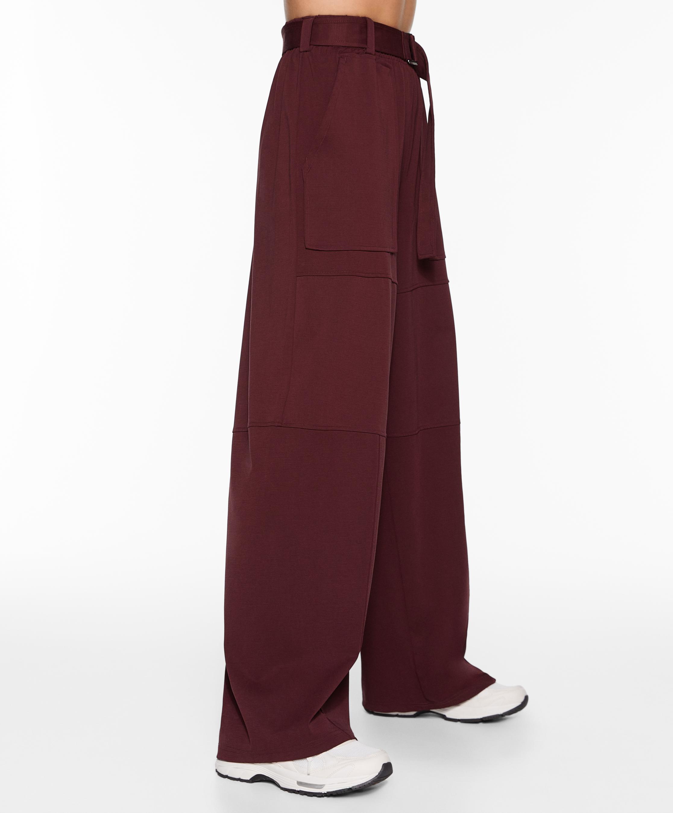 Pantalon droit wide leg avec ceinture