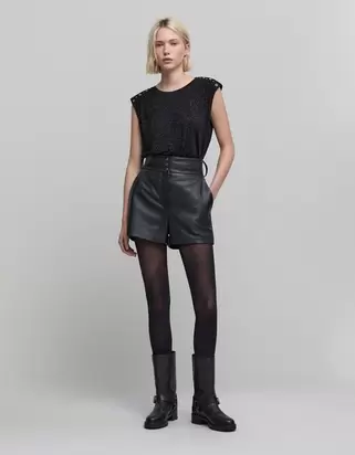 Tee-shirt noir lurex décor œillets et clous offre à 75€ sur IKKS