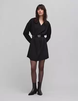 Robe noire dentelle guipure aux manches offre à 66€ sur IKKS