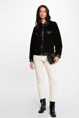 blouson avec détails simili cuir noir femme