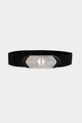 ceinture élastiquée à boucle noir femme