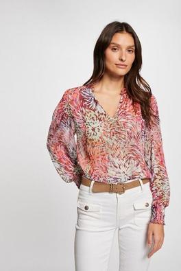 Blouse col en V imprimée multico femme offre à 35€ sur Morgan