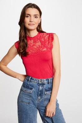 t-shirt manches courtes rouge moyen femme