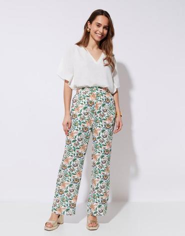 Pantalon 7/8 imprim? vert femme