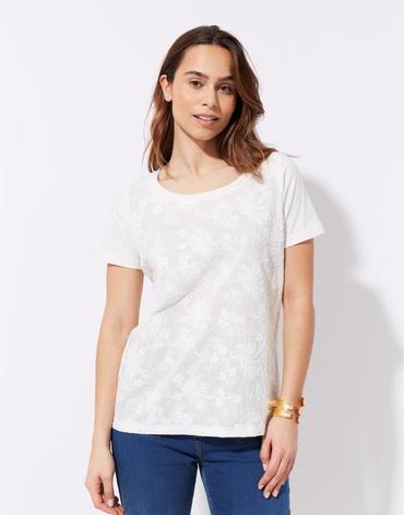 t-shirt manches courtes 100% coton uni blanc femme
