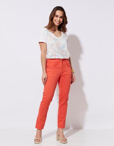 Pantalon 7/8 uni orange femme