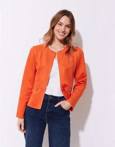 Veste unie orange femme