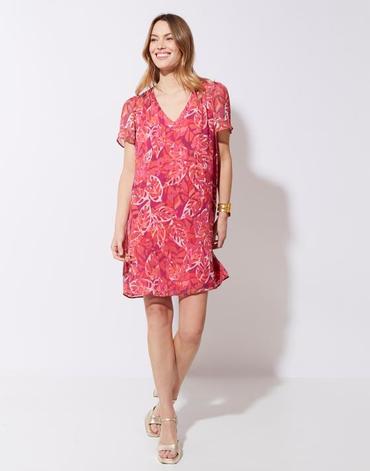 Robe courte imprimé à fleurs rose femme