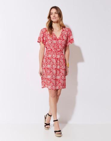 Robe courte imprim? ? fleurs rouge femme